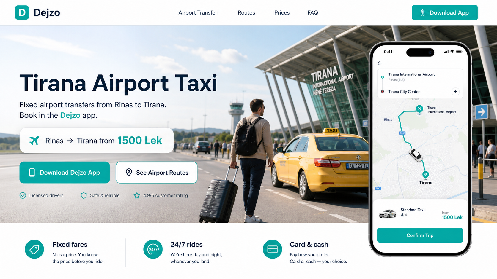 Tirana airport to city center taxi transfer
